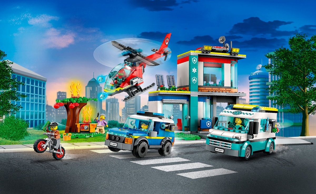 Штаб аварийных транспортных средств City Конструктор совместим с LEGO 60371