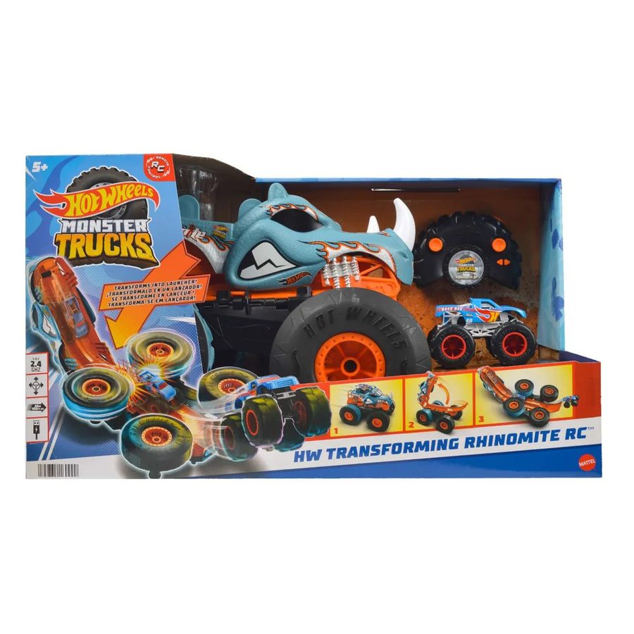 Машина Монстр-трак Transforming Rhinomite, 1:12, радиоуправляемая Hot Wheels HPK27