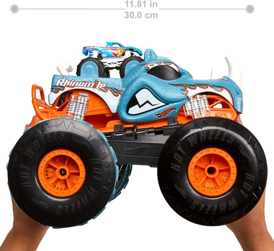 Машина Монстр-трак Transforming Rhinomite, 1:12, радиоуправляемая Hot Wheels HPK27