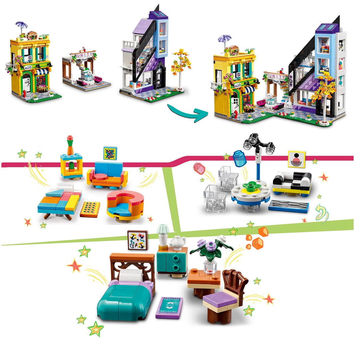 Конструктор Friends Магазины цветов и дизайна в центре совместим с LEGO 41732