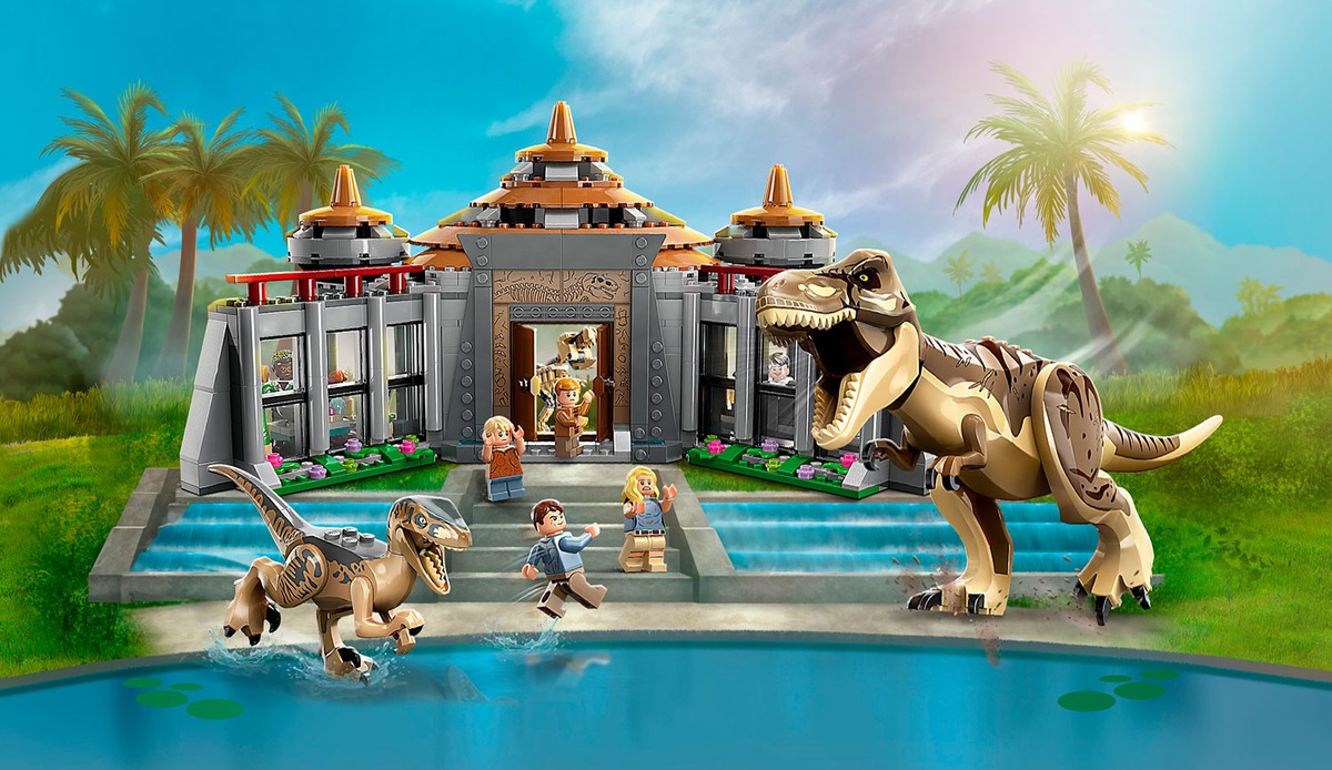 Центр для посетителей: Ти-рекс против Раптора Jurassic World Конструктор совместим с LEGO 76961