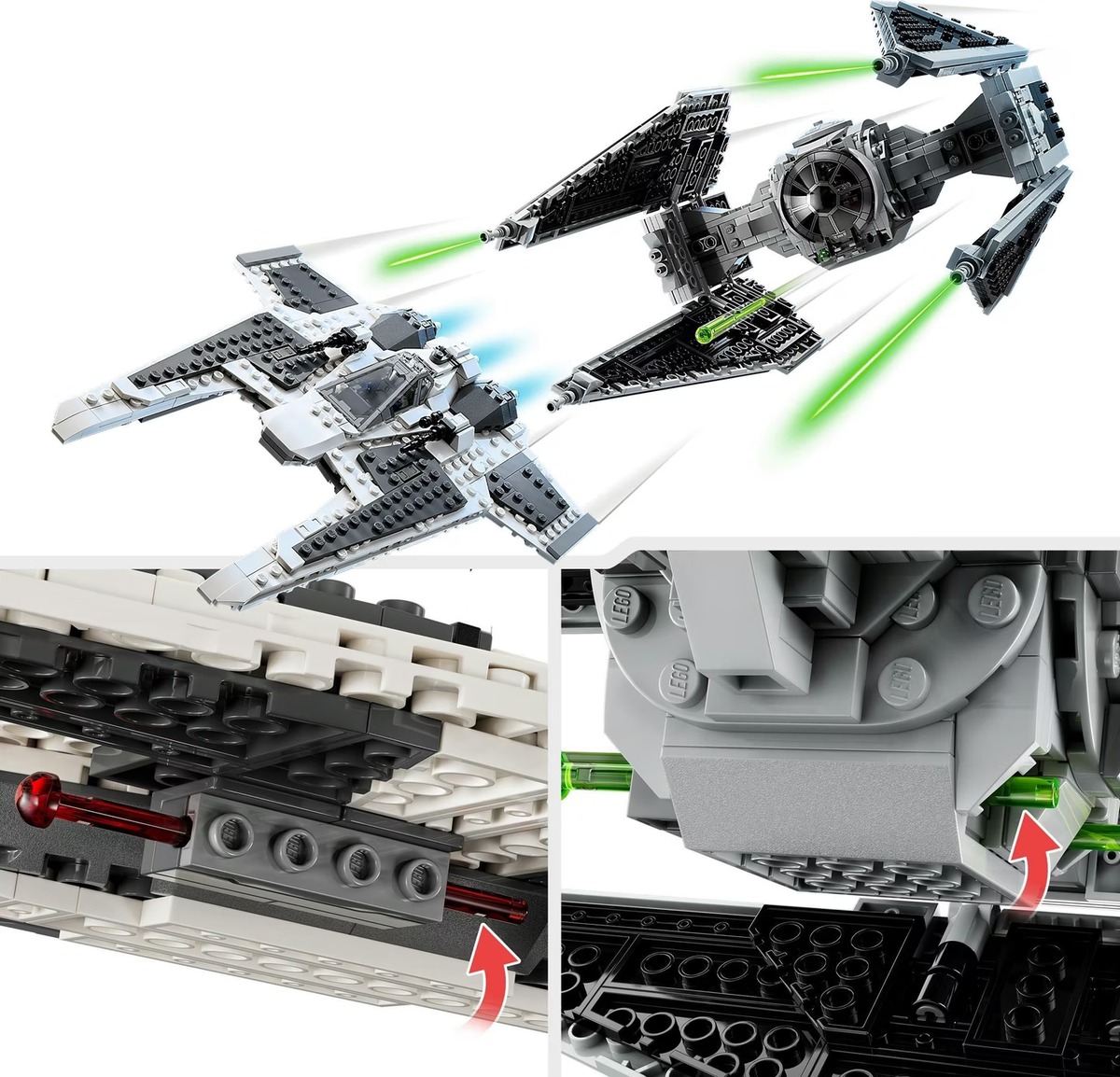 Мандалорский истребитель «Клык» против TIE-перехватчика Star Wars Конструктор совместим с LEGO 75348