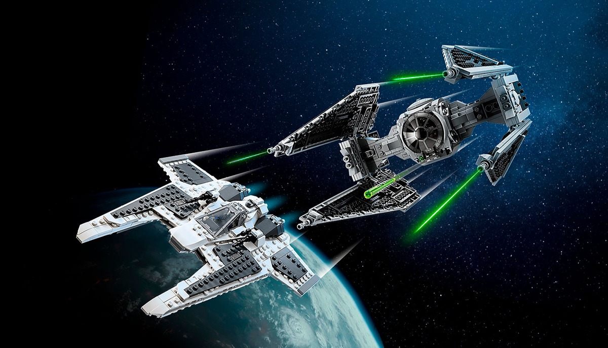 Мандалорский истребитель «Клык» против TIE-перехватчика Star Wars Конструктор совместим с LEGO 75348