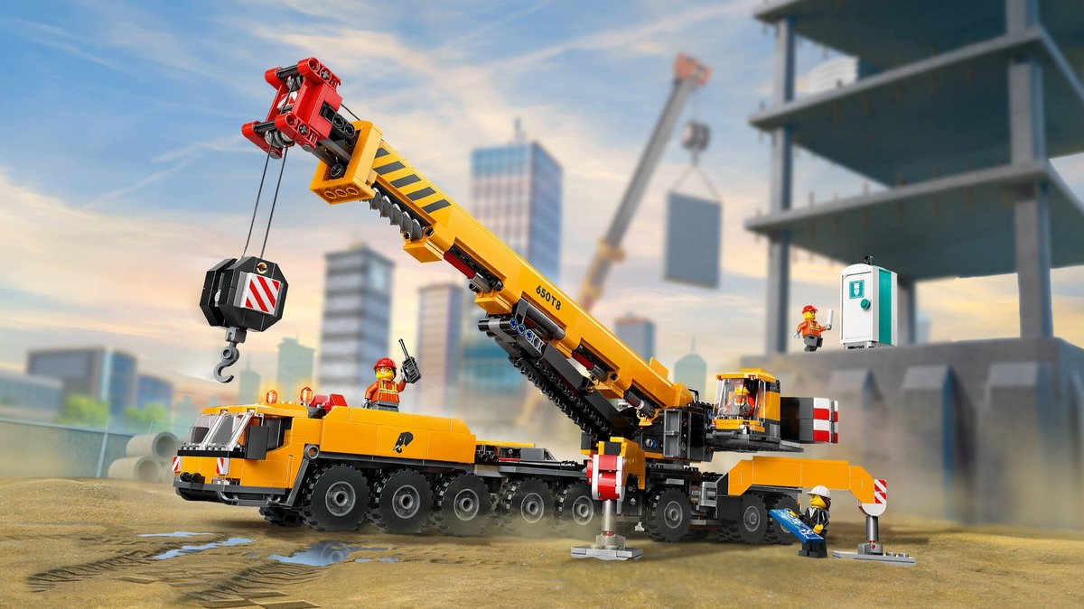 Конструктор City Желтый передвижной строительный кран совместим с LEGO 60409