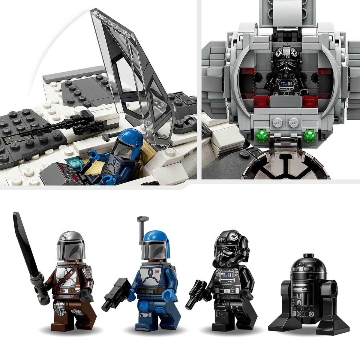 Мандалорский истребитель «Клык» против TIE-перехватчика Star Wars Конструктор совместим с LEGO 75348