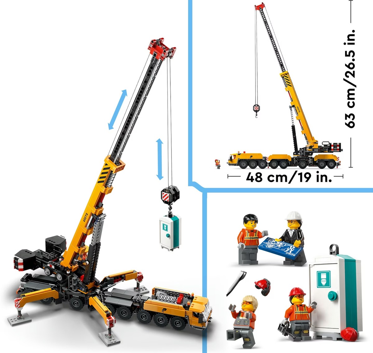Конструктор City Желтый передвижной строительный кран совместим с LEGO 60409
